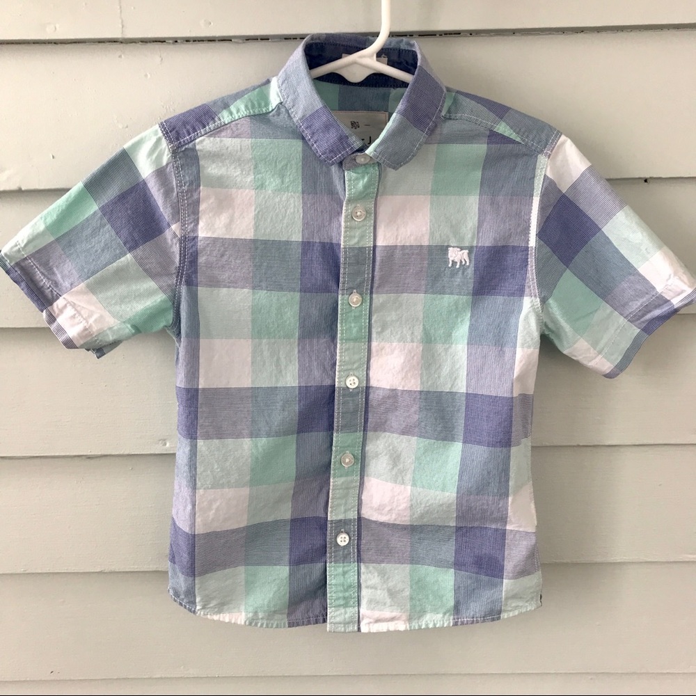 Boys 3-4y Jasper Conran Junior J blue plaid button up short sleeve shirt